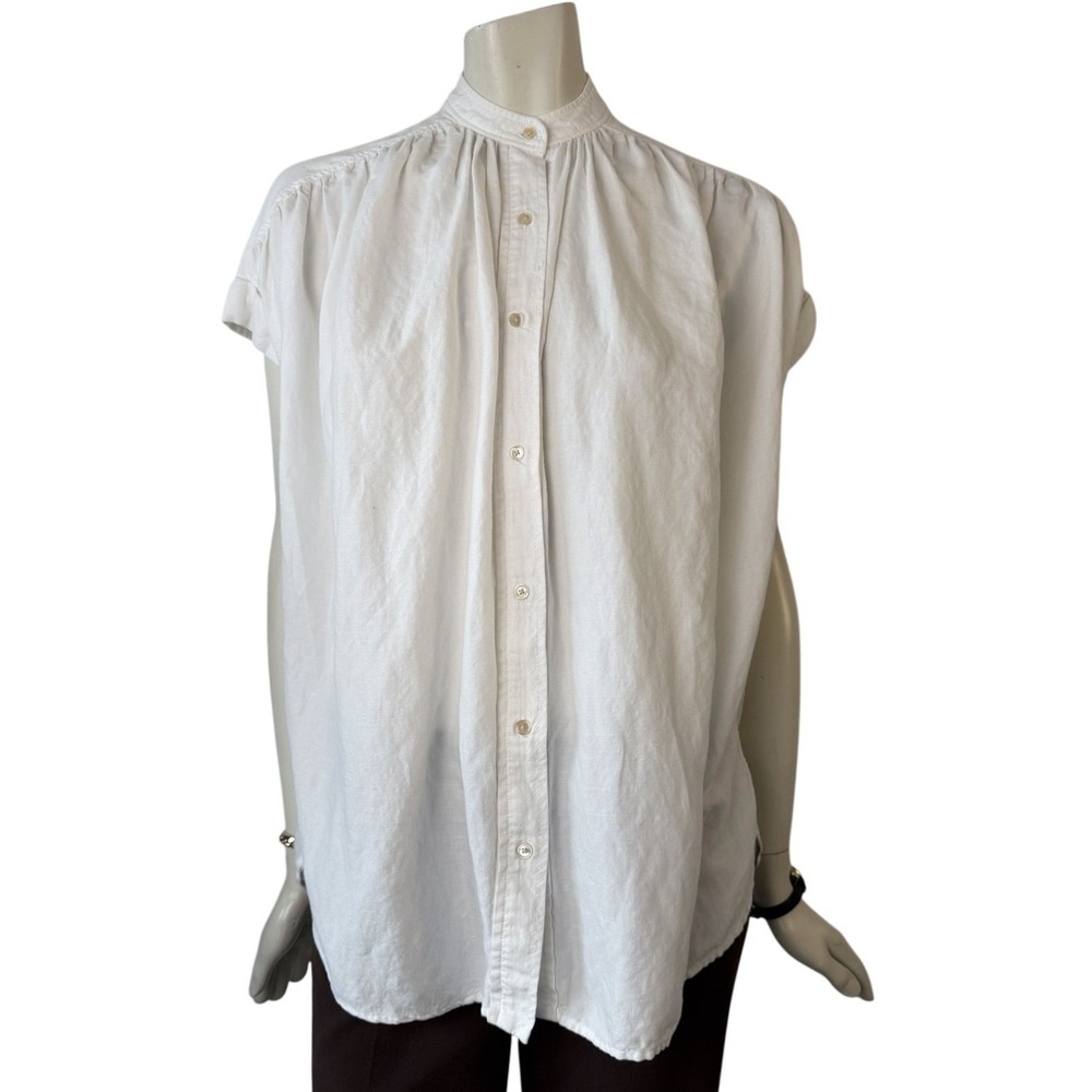 Wilfred Aritzia White Oversized Button Down Blouse Cap Sleeve Minimalist XXS